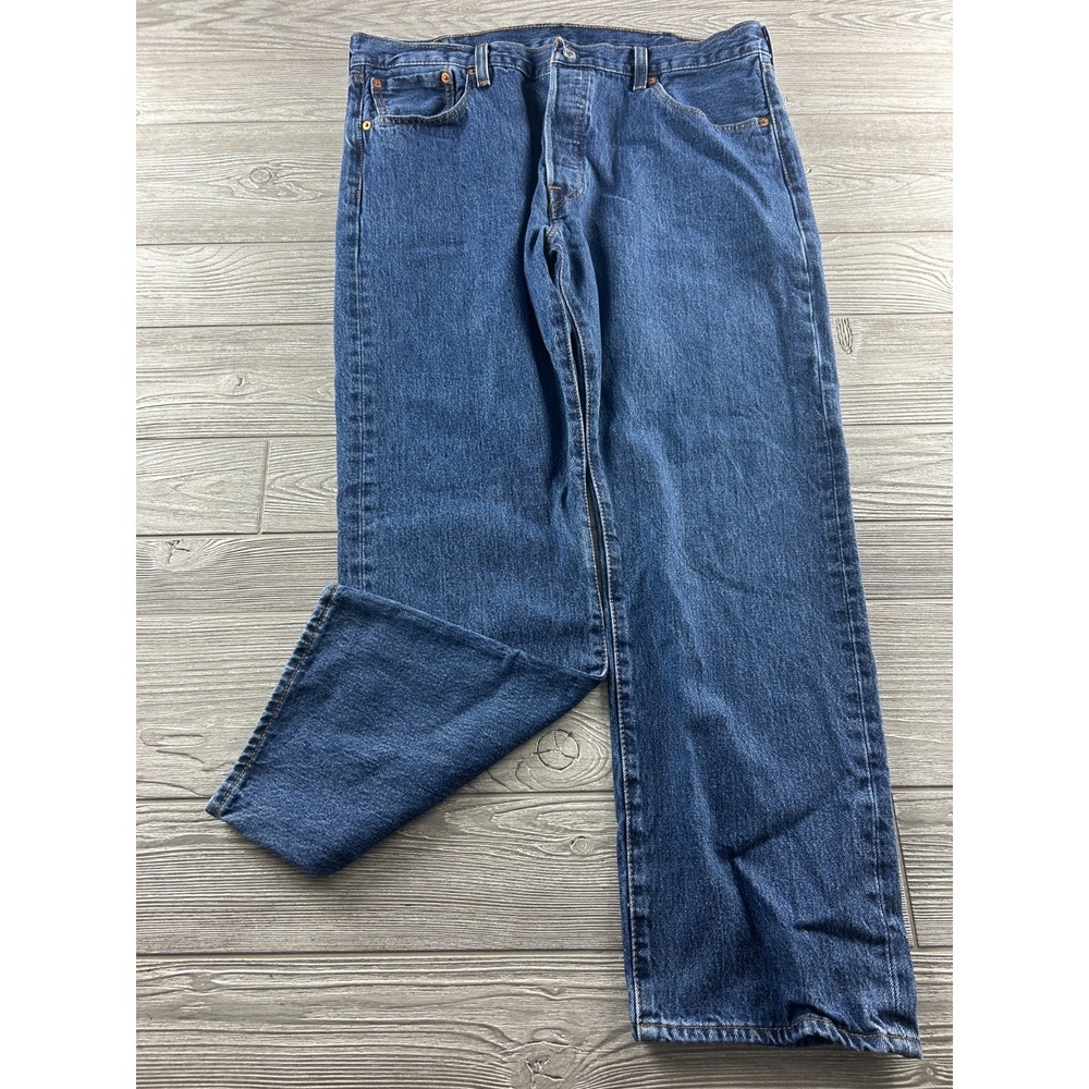 Levi's 501 Jeans Mens 38x30 Straight Fit Button Fly Dark Wash Blue Mid Rise